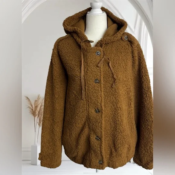 Perch by Blu Pepper Teddy Faux Shearling Sherpa
Hooded Jacket Size 1XL - Picture 2 of 6